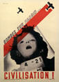 Spanish Civil War poster to raise funds for bombed women & children of Madrid at Caen Memorial. Caen, France