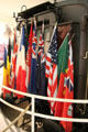 Display of Allied flags at Armistice Rail Car Museum. Compiègne, France.