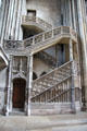 Stairway with gothic designs at Rouen Cathedral. Rouen, France