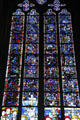 Stained glass windows by Guillaume Barbe of story of St Severus at Rouen Cathedral. Rouen, France.