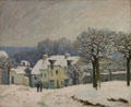 Place du Chenil à Marly in snow painting by Alfred Sisley at Rouen Museum of Fine Arts. Rouen, France.