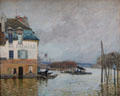 The Bark during flooding at Port Marly painting by Alfred Sisley at Rouen Museum of Fine Arts. Rouen, France.