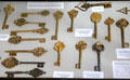 Collection of antique door keys at Wrought Iron Museum. Rouen, France.