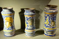 Albarello earthenware medicinal jars by workshop of Masséot Abaquesne of Rouen at Rouen Ceramic Museum. Rouen, France.