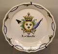 La liberté earthenware plate with Revolutionary era symbols from Nevers, France at Rouen Ceramic Museum. Rouen, France.
