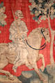Death on pale horse detail of pale horse & death from Fourth seal from Apocalypse Tapestry at Angers Chateau. Angers, France.