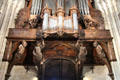 Telamones supporting organ at St Maurice of Angers Cathedral. Angers, France.