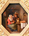 Unequal Love: an old woman & a young man painting by David Teniers the Younger at Angers Fine Arts Museum. Angers, France.