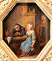 Unequal Love: an old man & a young woman painting by David Teniers Younger at Angers Fine Arts Museum. Angers, France.