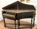 Spinet piano of olive wood made by Nicolas Blanchet of Paris at Angers Fine Arts Museum. Angers, France
