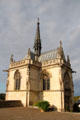 St Hubert's Chapel in sunlight at Chateau Royal of Amboise. Amboise, France.