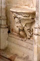 Corbelled angel carving in St Hubert's Chapel at Chateau Royal of Amboise. Amboise, France.
