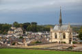 View of St Hubert's Chapel & town of Amboise at Chateau Royal of Amboise. Amboise, France.