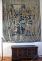 Flemish tapestry & chest in Drummers' Room of Royal Lodge at Chateau Royal of Amboise. Amboise, France.