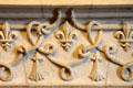 Corded belt heraldic symbol in reference to St Francis of Assisi on fireplace in Franciscan Antechamber in Royal Lodge at Chateau Royal of Amboise. Amboise, France.