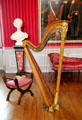 Erard harp in Music room in Royal Lodge at Chateau Royal of Amboise. Amboise, France.