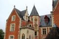 Roofline with corner tower containing a spiral staircase at Château de Clos Lucé. Amboise, France