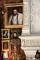 Sample of portraits from large collection, often of historical figures, in Biencourt Salon at Château d'Azay-le-Rideau. Azay-le-Rideau, France.