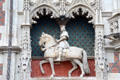 Equestrian statue of king Louis XII over portal to Blois Chateau. Blois, France