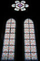 NeoGothic stained glass panels in Estates General Room at Blois Chateau. Blois, France.