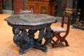 Octagonal table with sphinx base & chairs by Augustus Pugin at Blois Chateau. Blois, France