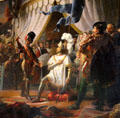 François I Dubbed a Knight by Bayard at 1515 Battle of Marignan painting detail by Louis Ducis at Blois Chateau. Blois, France.