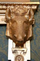 Wild boar carving on fireplace harks to hunting lodge origins at Chambord Chateau. Chambord, France.