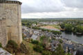 View of Chinon old town & Vienne River from Château de Chinon. Chinon, France.