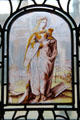 Painted window glass panel of sainte at Chaumont-Sur-Loire. France.