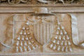 Cardinal's hat in coat of arms of Cardinal Georges d'Amboise on dining room fireplace at Chaumont-Sur-Loire. France.