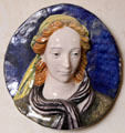 Ceramic female facial relief from Italy at Chateau D'Ussé. Ussé, France