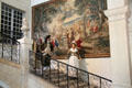 Grand staircase with mythical tapestry at Chateau D'Ussé. Ussé, France.