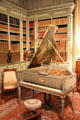 Piano in library at Cheverny Chateau. Cheverny, France