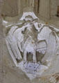 Eagle carved on column base around cloister at Fontevraud Abbey. Fontevraud, France.