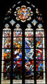 Joan captured by English at Compiègne panel from life of Joan of Arc stained glass windows by J. Galland & E. Gibelin at Orleans Cathedral. France.