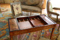 Marquetry backgammon table in Grand Salon at Villa Ephrussi de Rothschild. Saint Jean Cap Ferrat, France.