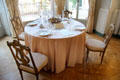 Round luncheon table in dining room at Villa Ephrussi de Rothschild. Saint Jean Cap Ferrat, France.