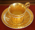 Cup & saucer in gilded porcelein,1st Empire, at Masséna Museum. Nice, France.