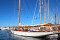Sailing yachts moored in harbor. St Tropez, France.
