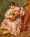 Woman playing guitar painting by Auguste Renoir at Beaux-Arts Museum. Lyon, France