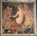 Roman mosaic of Triton, Nereid & sea monster at Beaux-Arts Museum. Lyon, France.