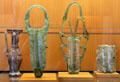 Roman Empire glass perfume flasks & jugs from coast of Syria or Palestine at Beaux-Arts Museum. Lyon, France.