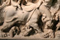 Lion detail of Triumph of Bacchus marble sarcophagus at Gallo Roman Museum. Lyon, France.