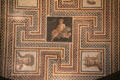 Roman floor mosaic of Bacchus-Dionysus on black panther with characters representing seasons at Gallo Roman Museum. Lyon, France.