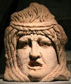 Roman corner mask of woman from funeral edifice at Gallo Roman Museum. Lyon, France.