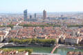 View of Lyon from Fourviere Hill. Lyon, France.