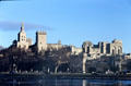 Papal Palace seen from Rhone River. Avignon, France