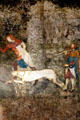 Frescoed hunting scene in papal apartments at Papal Palace. Avignon, France.
