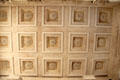 Porch ceiling with relief carvings of rosettes of Maison Carrée. Nimes, France.