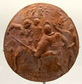 Roman medallion with gladiators from Cavillargues at Musée de la Romanité. Nimes, France.